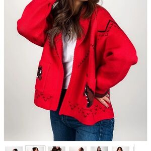 Red Women's Sweater with Horse print - L